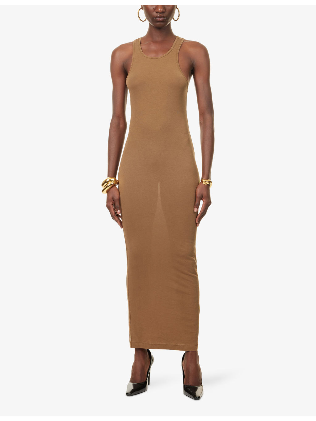 Muscle Tank Stretch-Cotton Midi Dress - 2