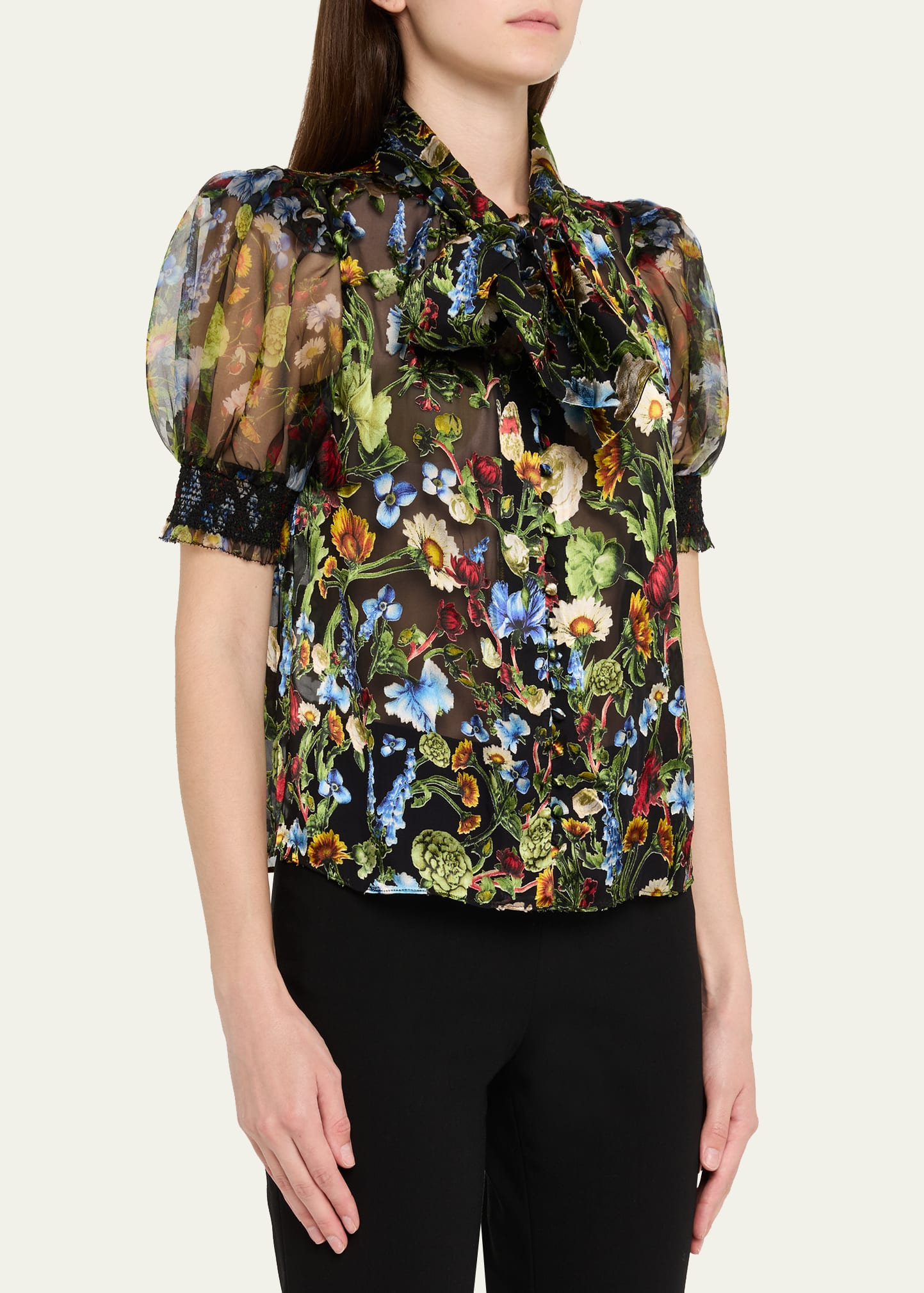 Brentley Floral Puff-Sleeve Blouse - 4