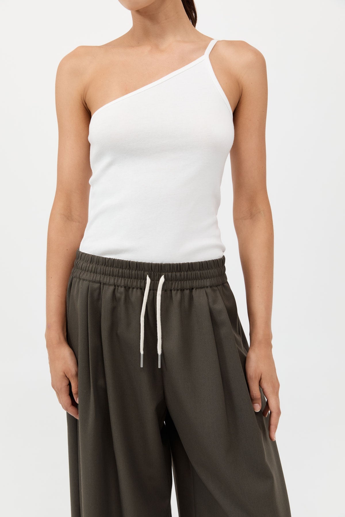Wool Drawstring Pants - Tapenade - 3