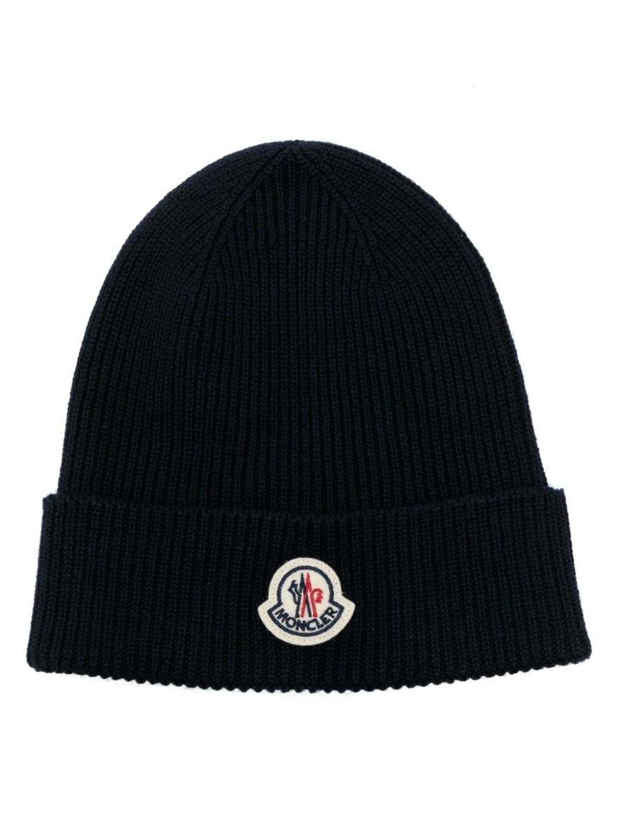 Moncler Logo-Patch Ribbed Beanie - 1