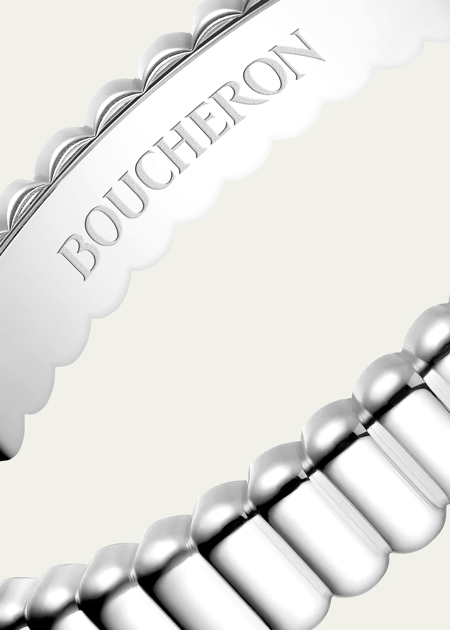 18K White Gold Grosgrain Wedding Band - 2