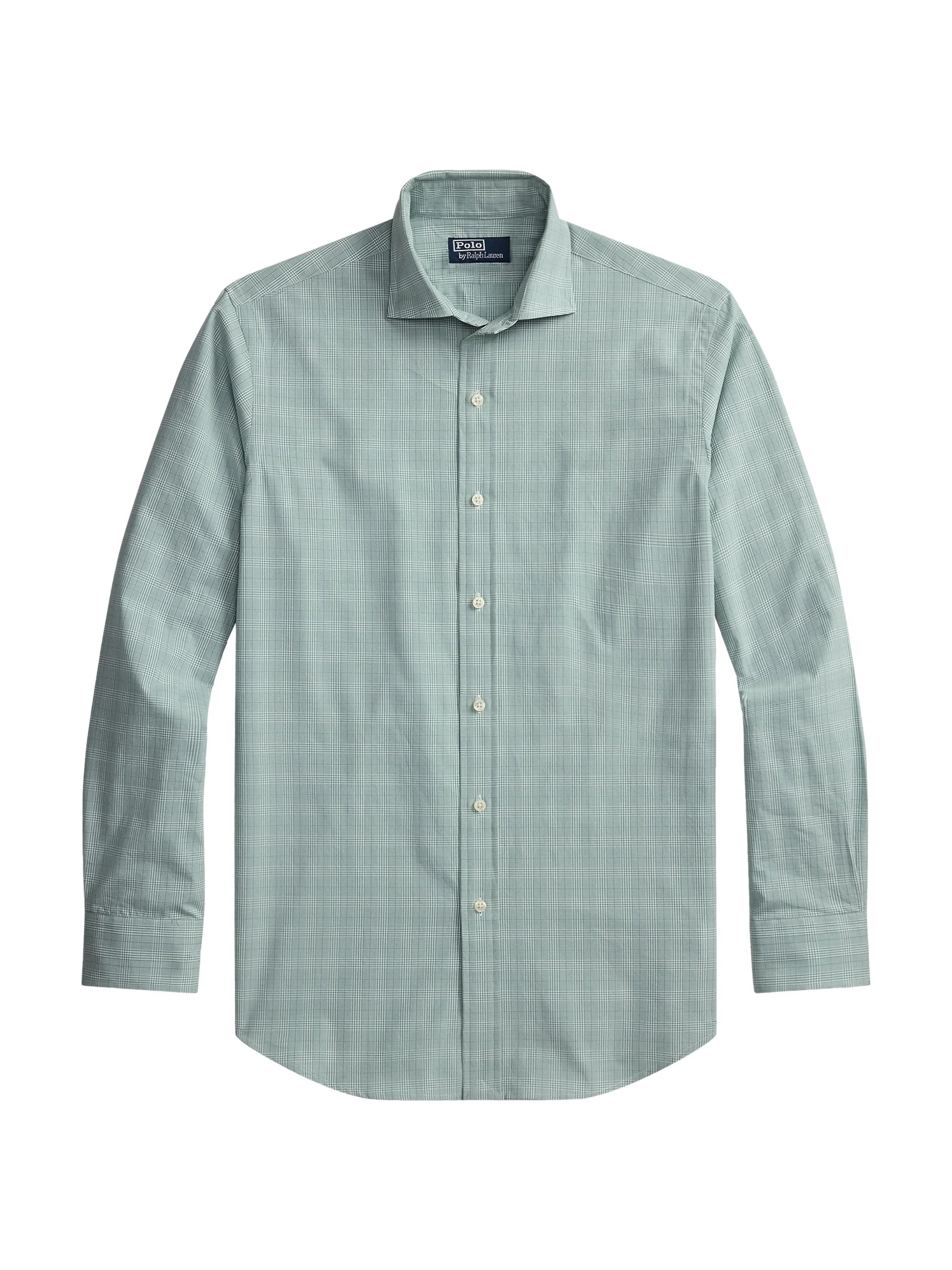 Men's Check Cotton Poplin Shirt - Powder Sage White - 1