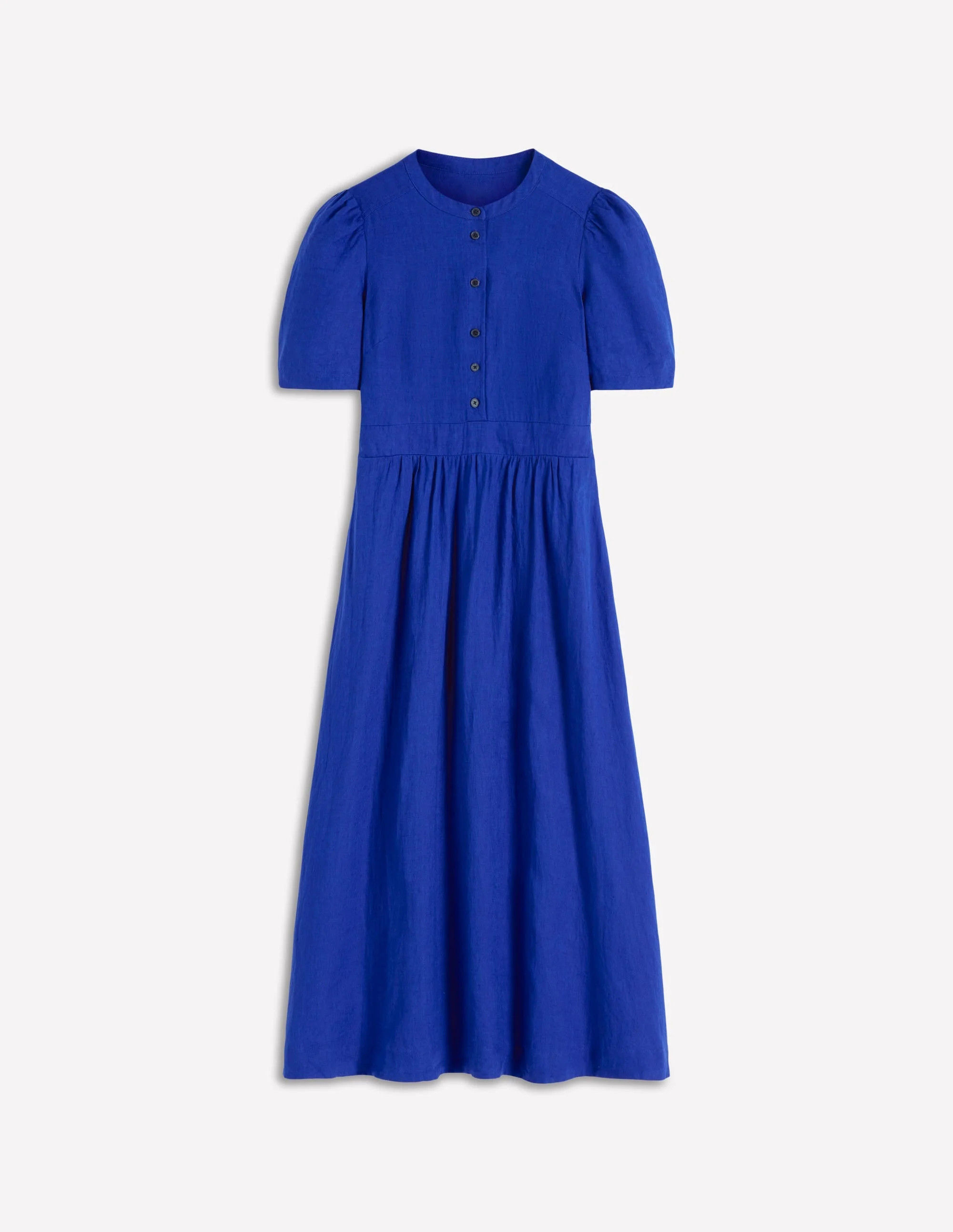 Ivy Linen Midi Dress-Bright Blue - 1