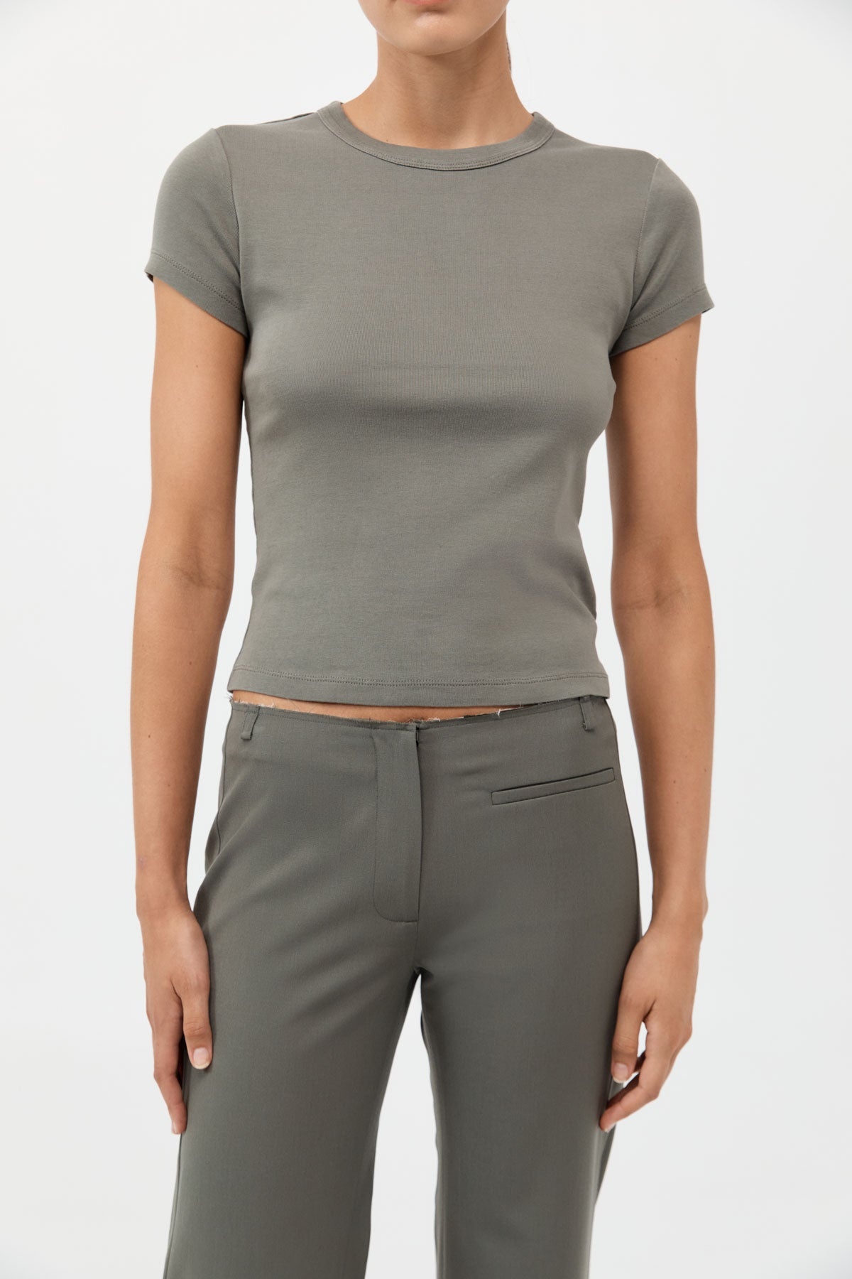 Raw Edge Pants - Smokey Olive - 3