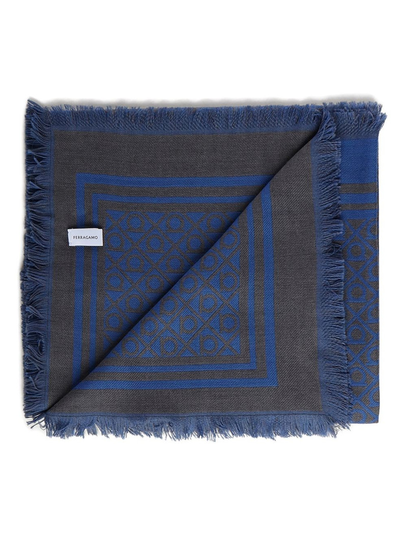 FERRAGAMO geometric-pattern fringed scarf outlook