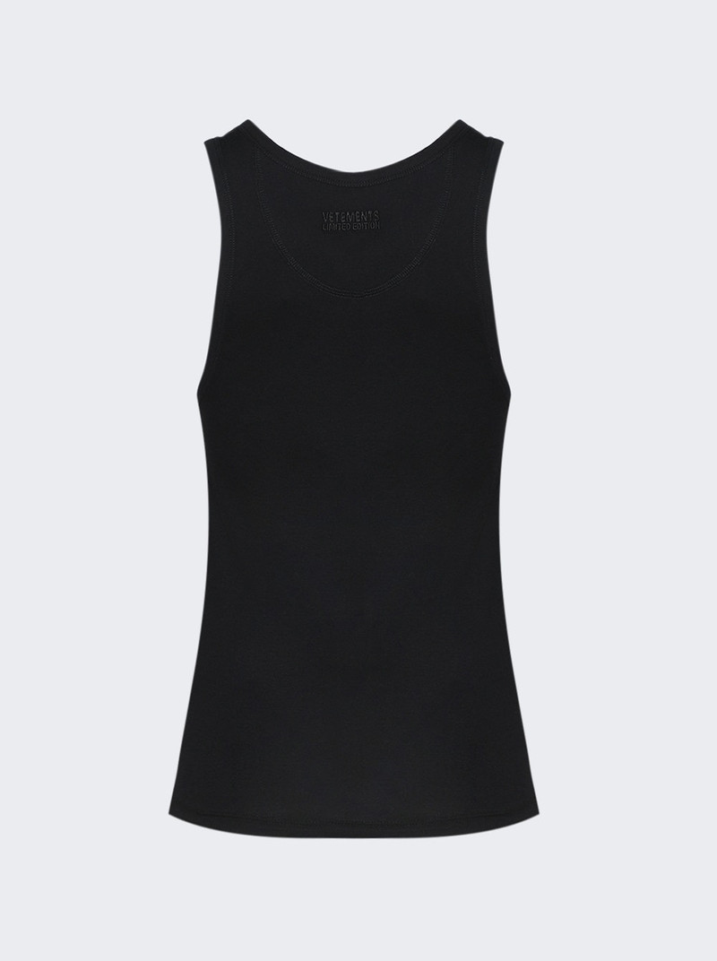 VETEMENTS Biker Cross Logo Tank Top Black outlook