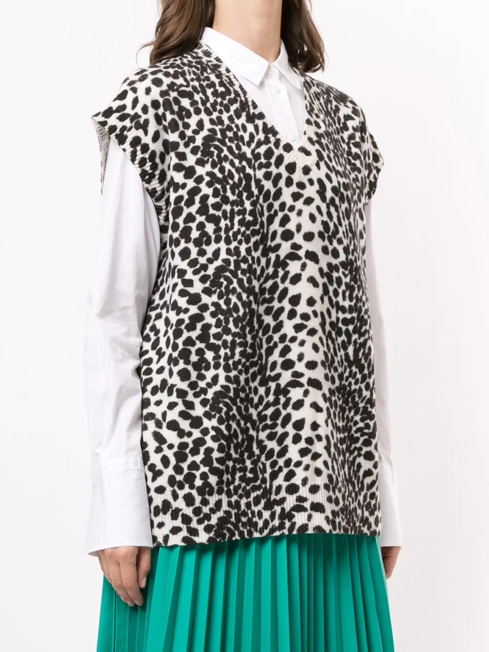 dalmatian-print fine-knit vest - 3