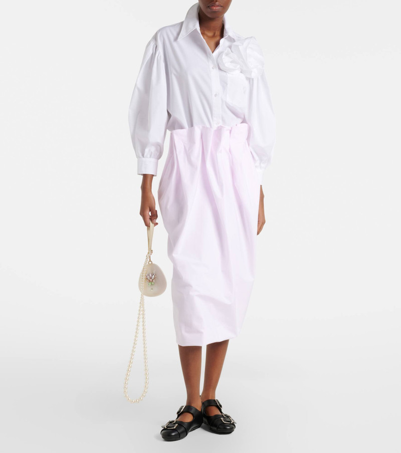 Simone Rocha Pleated cotton pencil skirt outlook