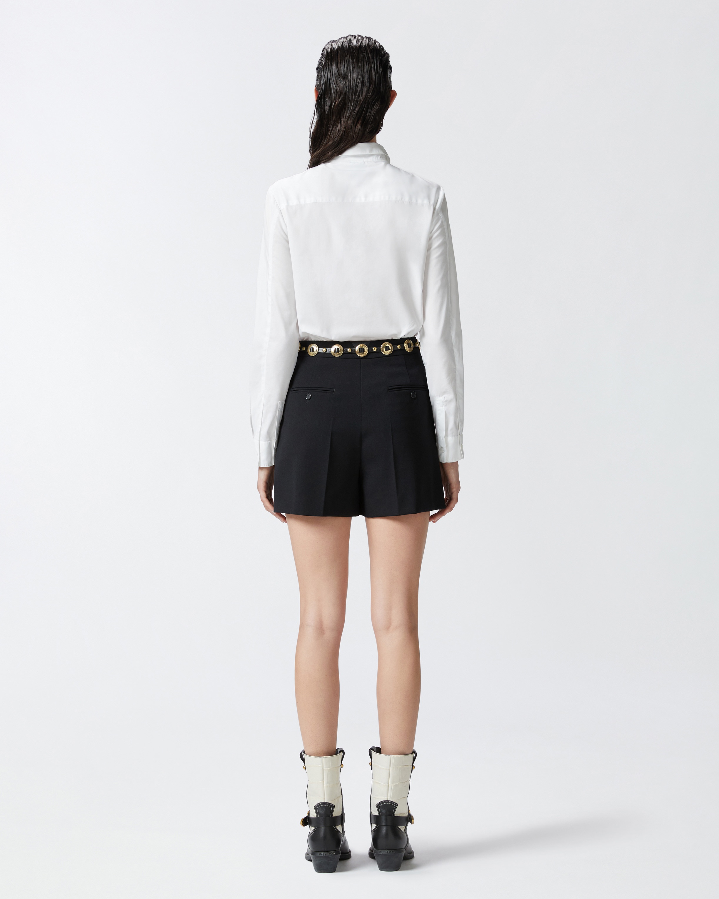 TAILORED WOOL TWILL SHORTS WITH CREASE DETAIL - 4