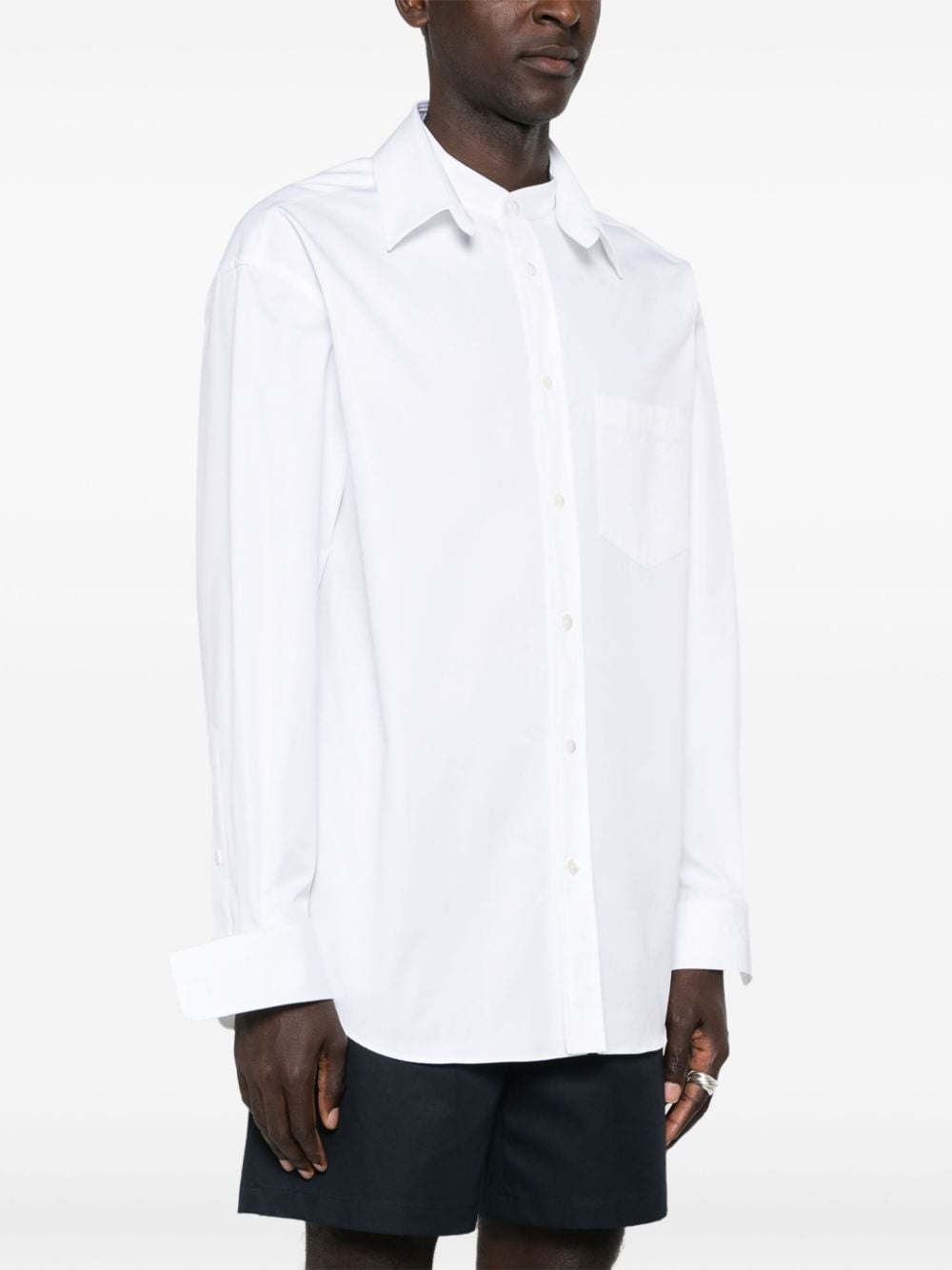 logo-embossed cotton shirt - 3