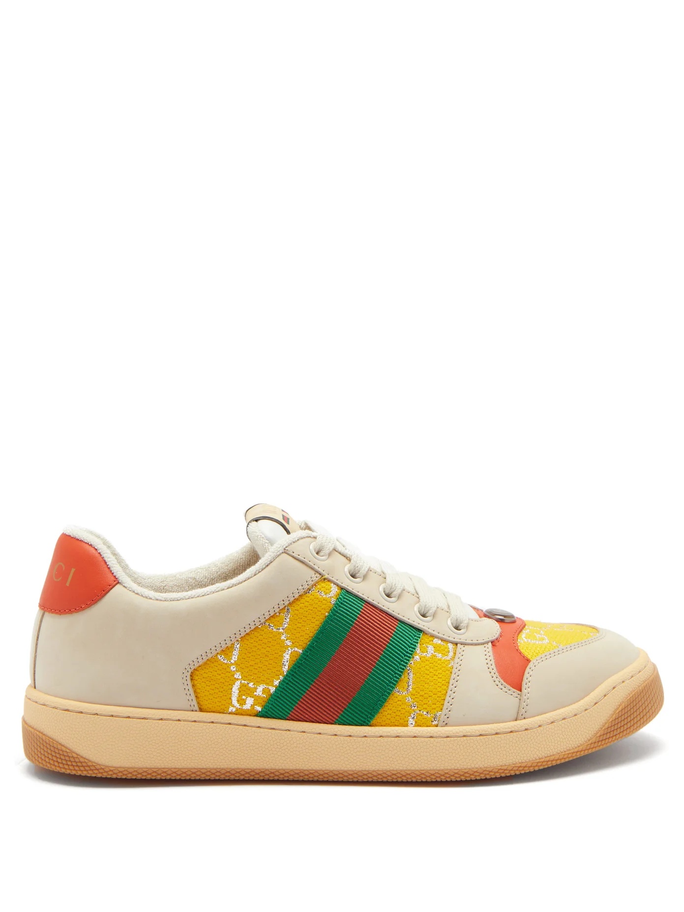 Screener Web-stripe GG-jacquard leather trainers - 1