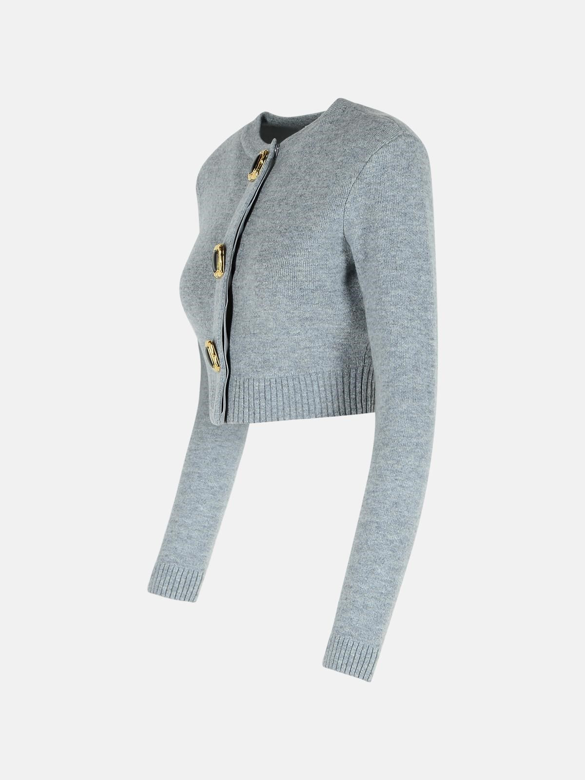 GREY WOOL CARDIGAN - 2