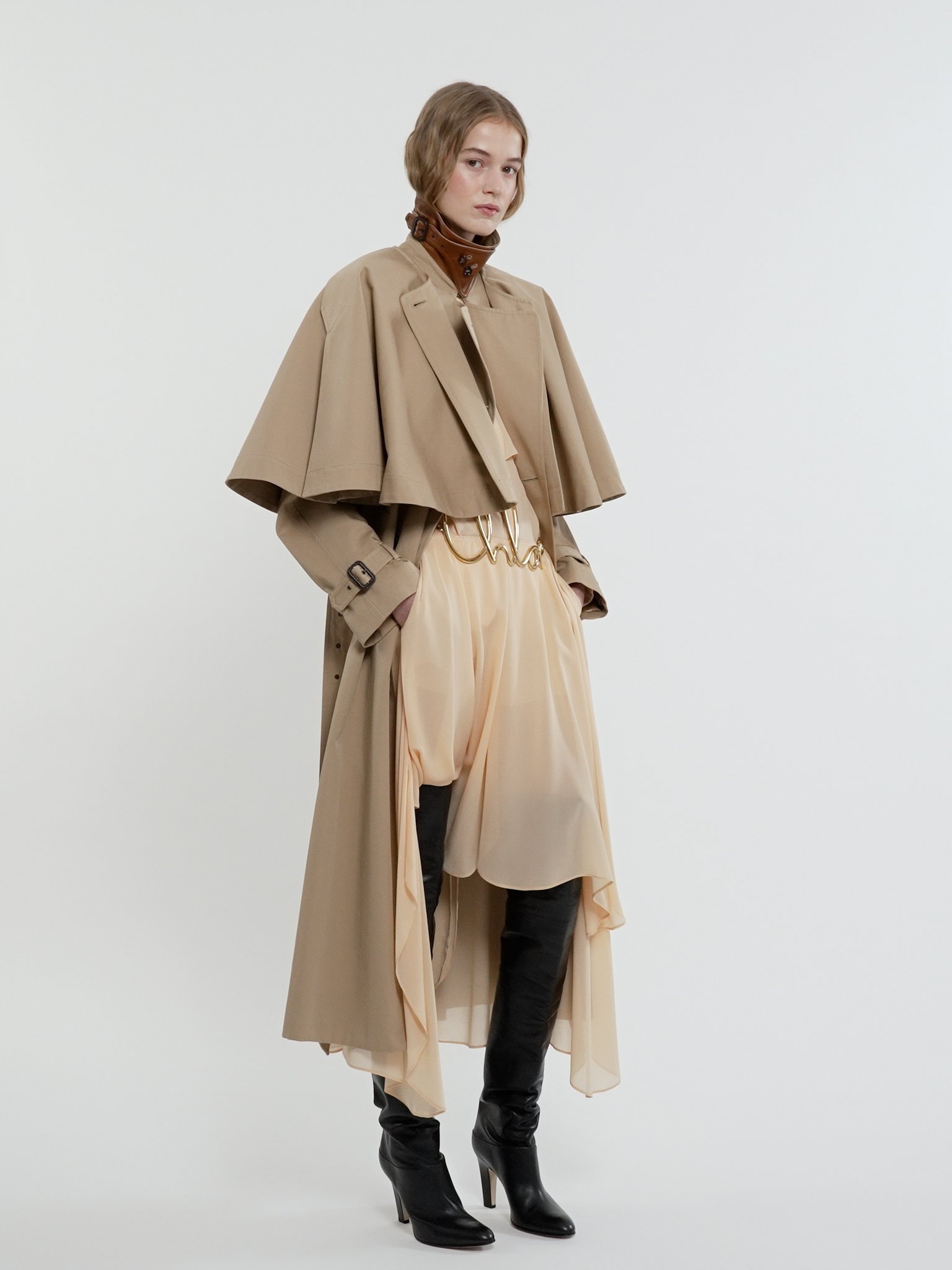 CLASSIC TRENCH COAT IN COTTON GABARDINE WITH CAPE - 5