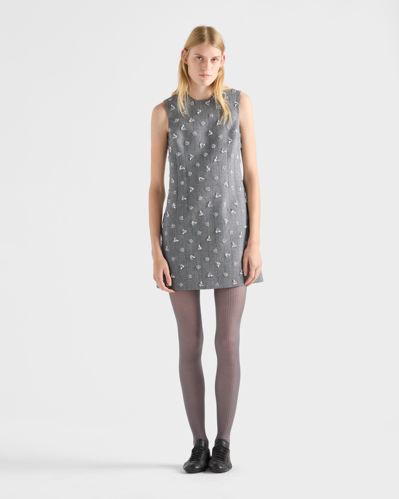 Prada Embroidered pinstripe mini-dress outlook