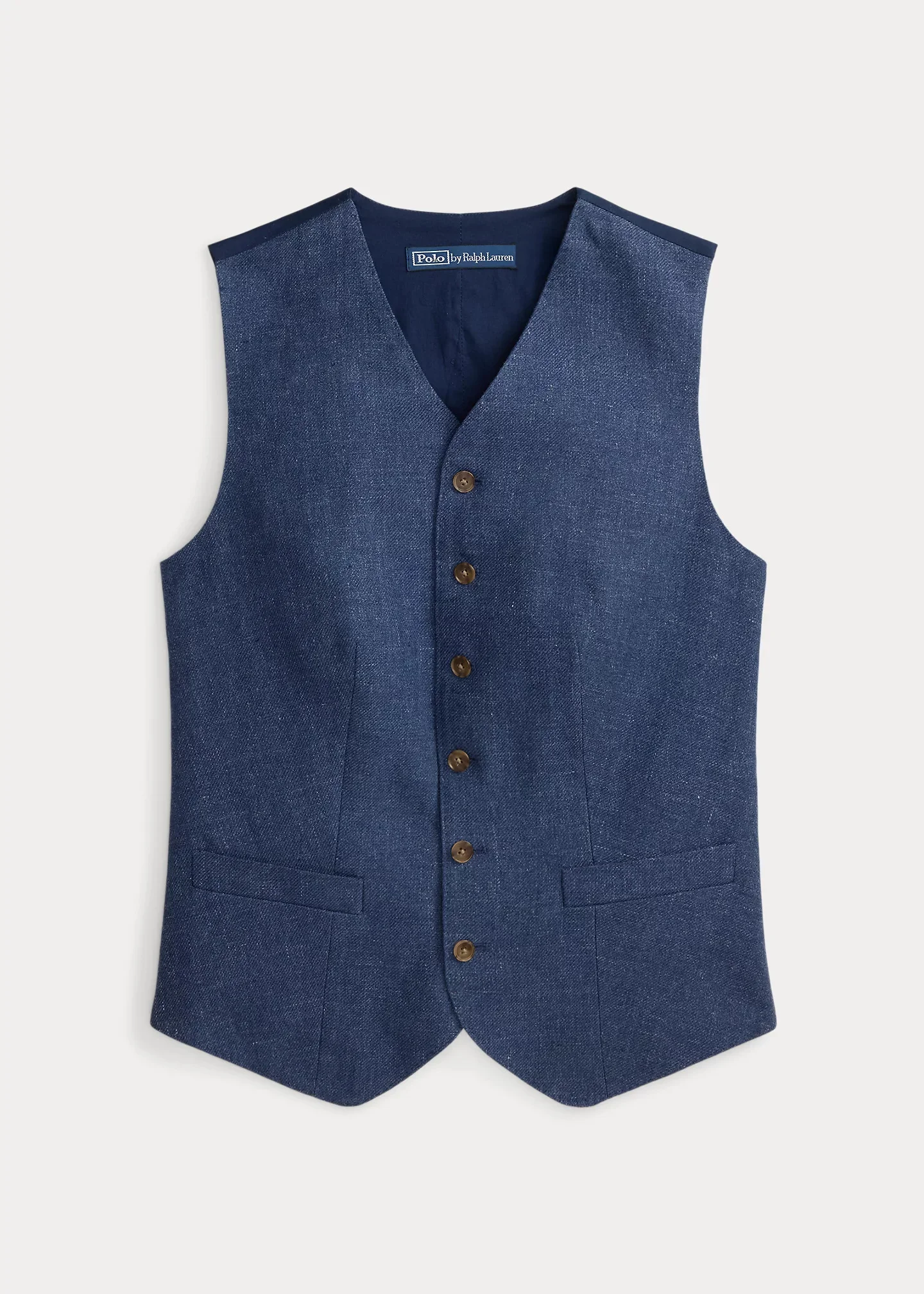 Buttoned Linen-Cotton Vest - 1