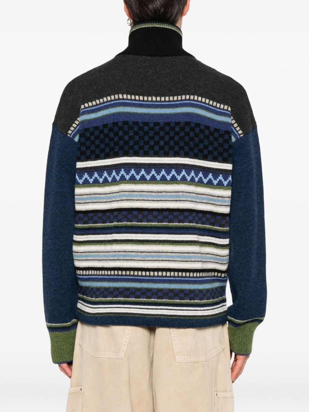 striped zip-up cardigan - 4