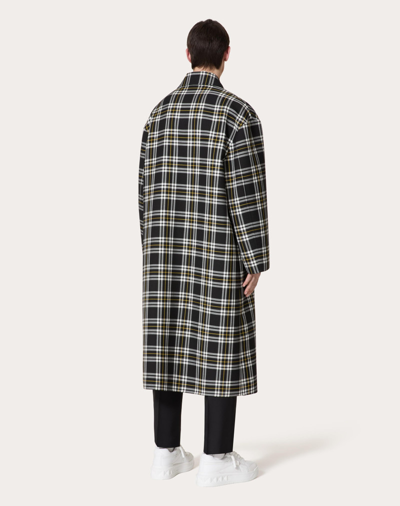 CHECK PRINT WOOL COAT 4