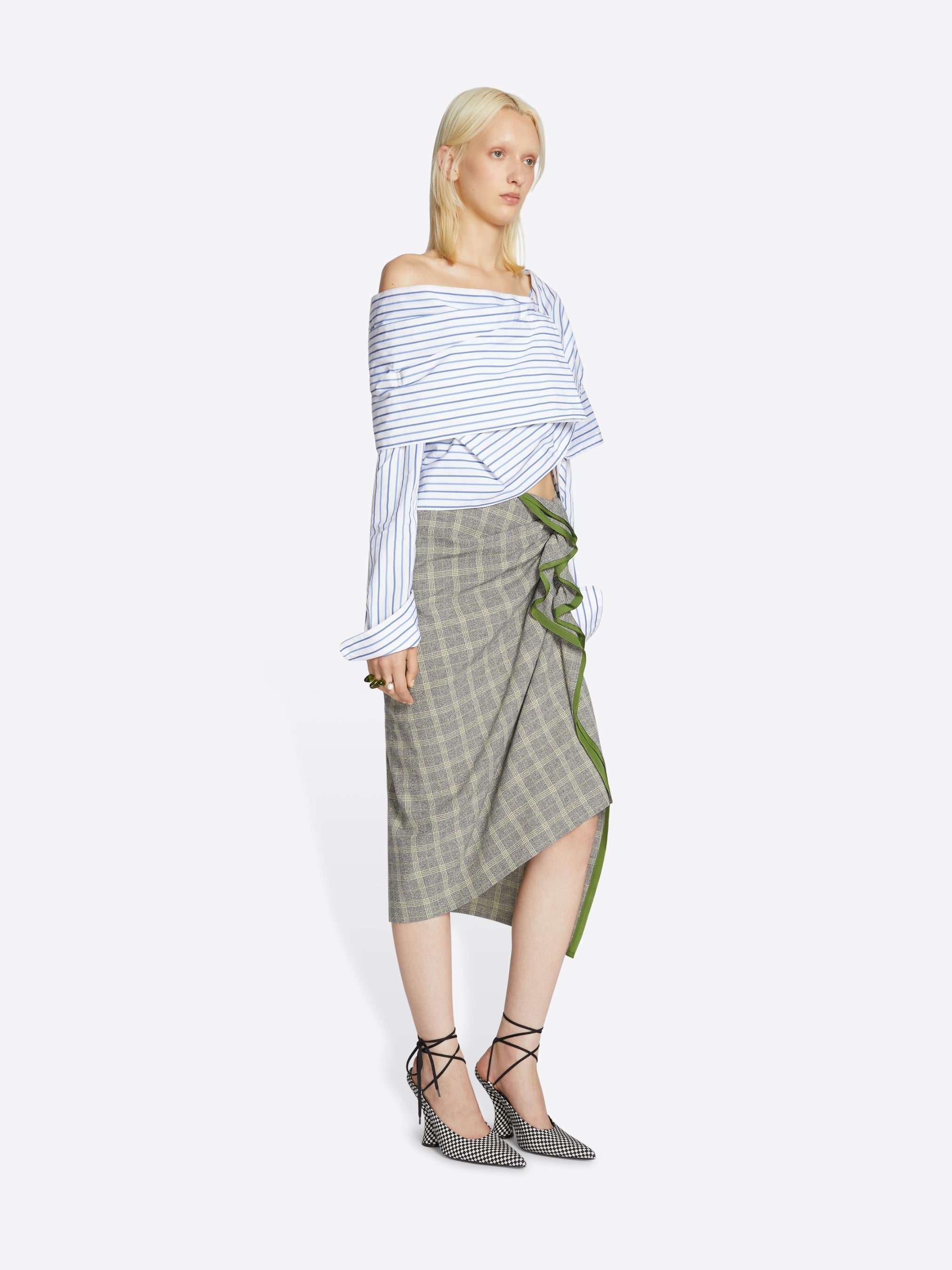 CHECKED RUFFLE SKIRT - 4