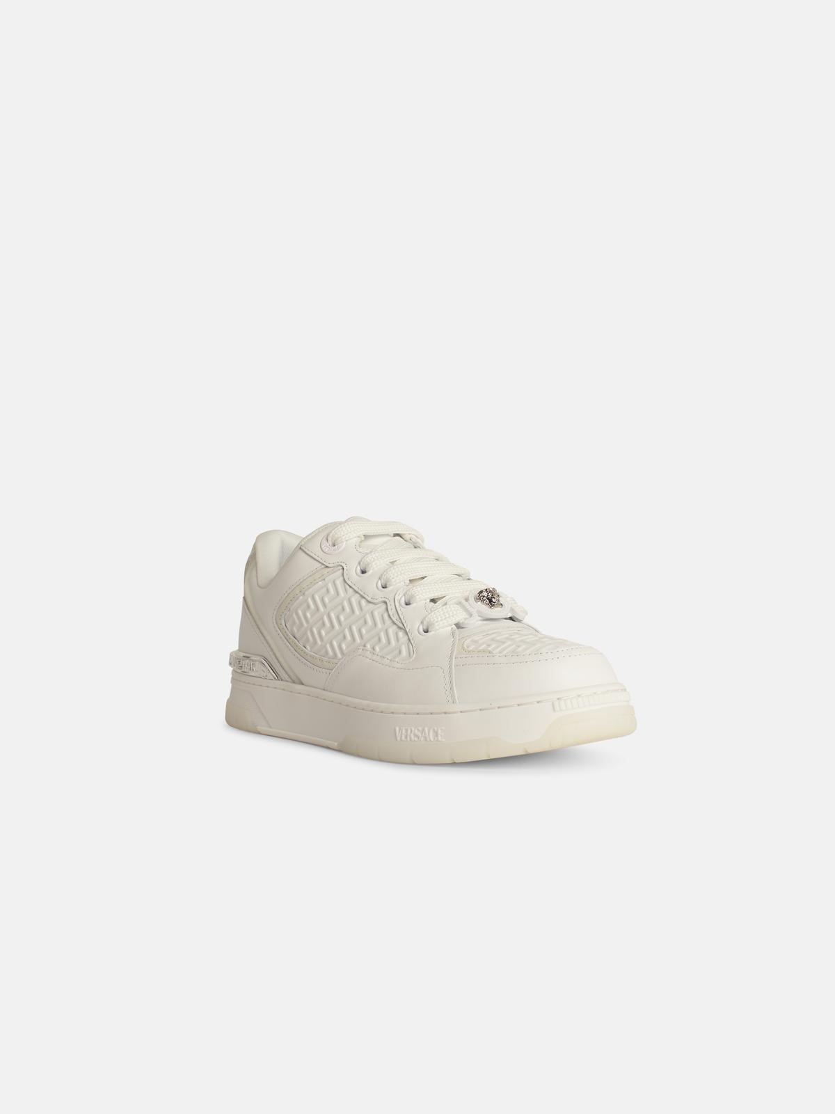 'GRECA' WHITE LEATHER BLEND SNEAKERS - 2