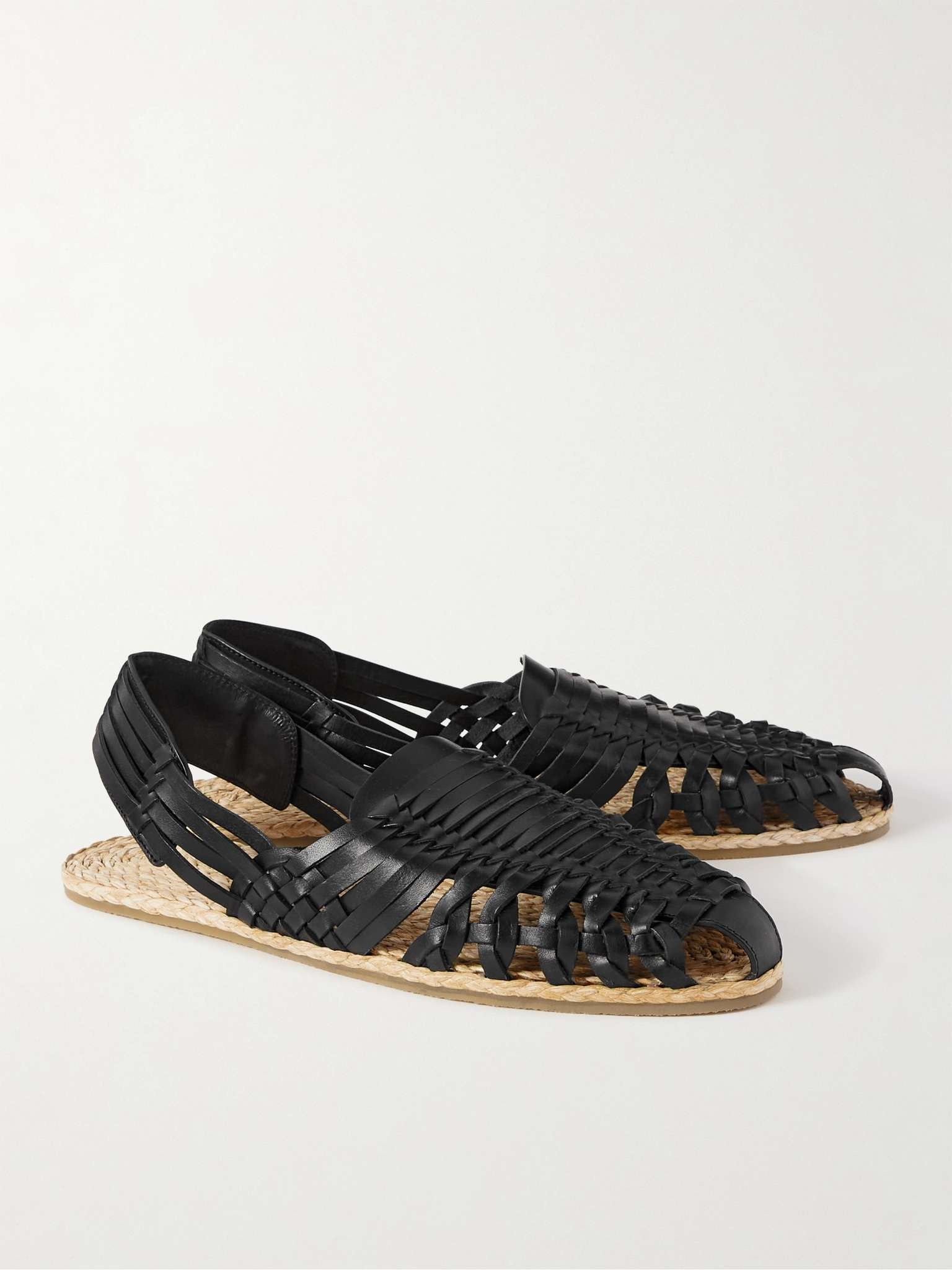 Woven Leather and Raffia Sandals - 3
