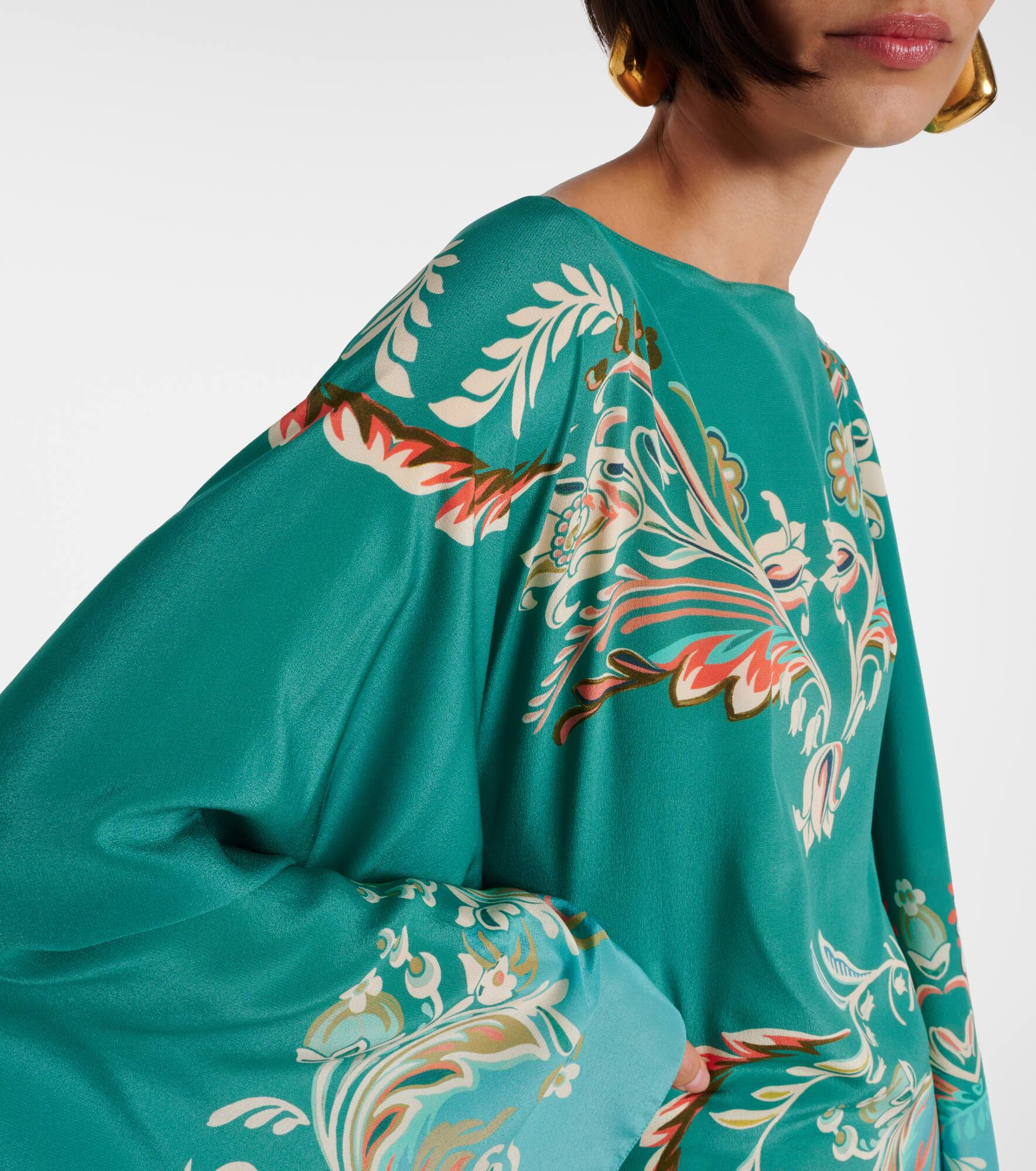 Draped silk crêpe de chine top - 4