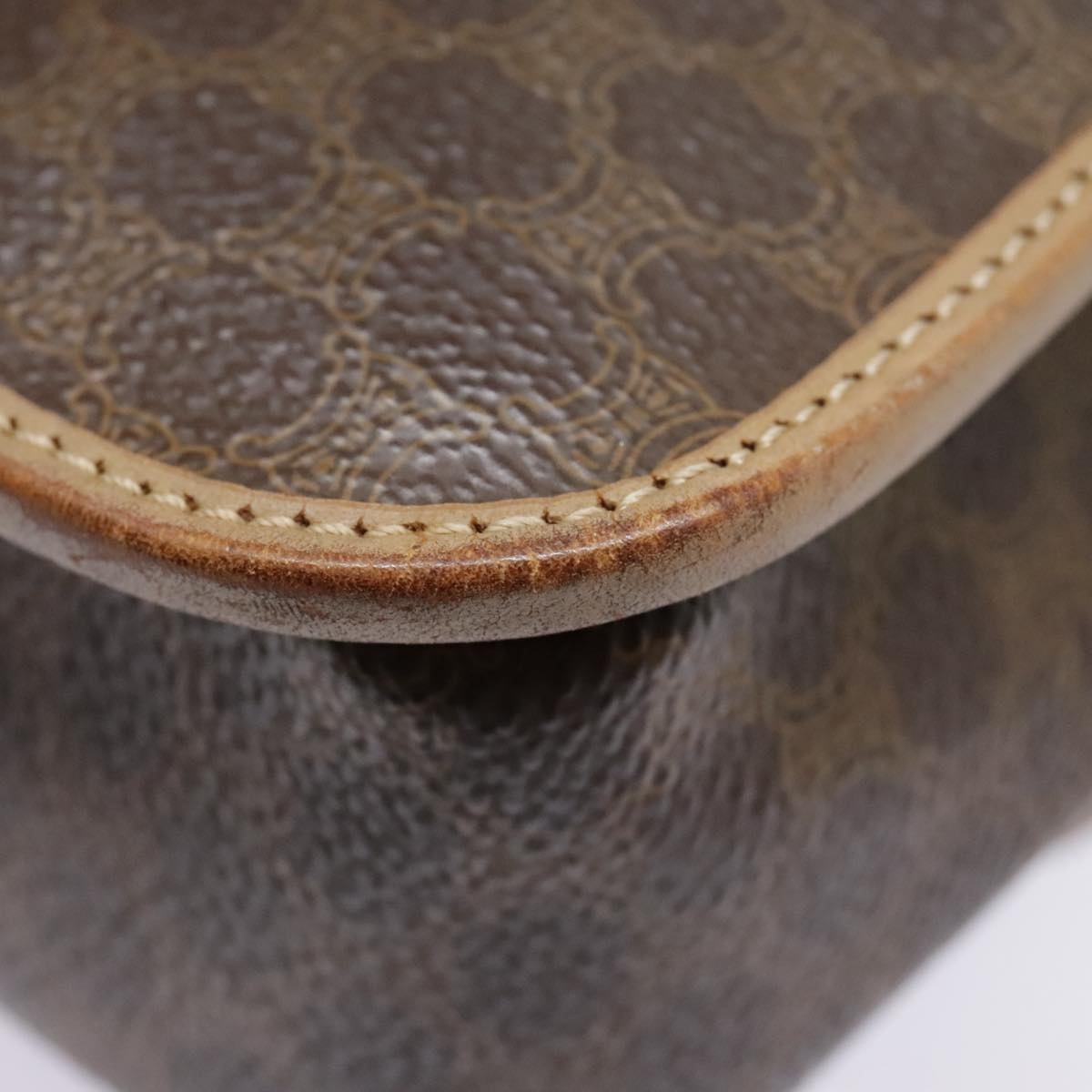 CELINE Macadam Canvas Circle Shoulder Bag Pvc Leather Brown Gold - 14