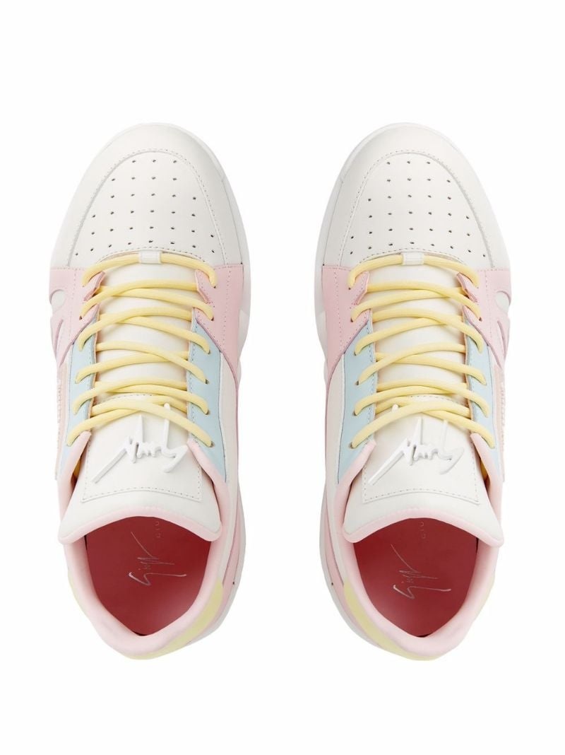 Cuir Pastel colour-block leather sneakers - 6