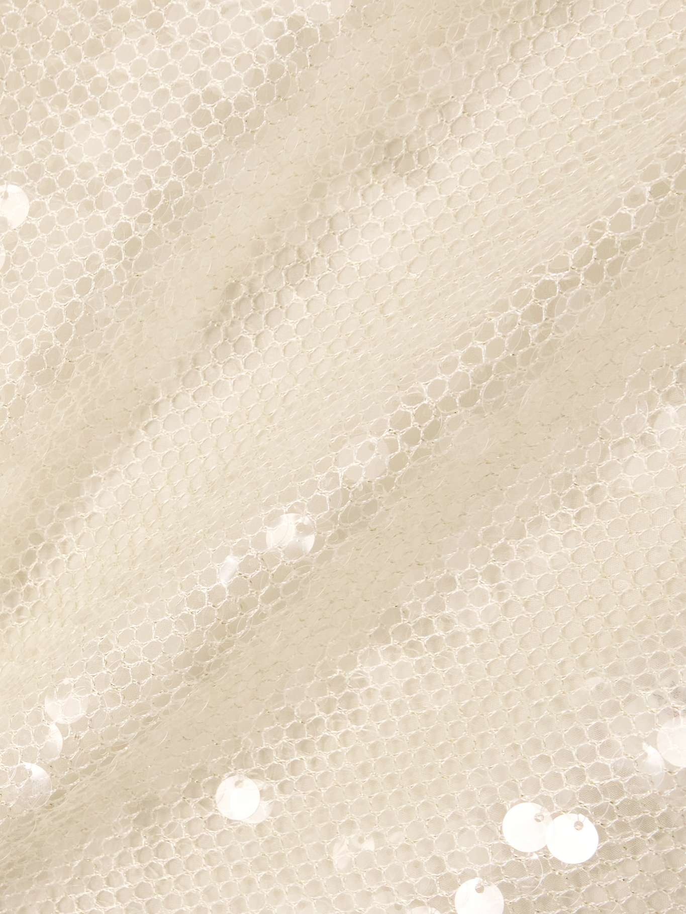Sequined mesh midi skirt Cream - 5