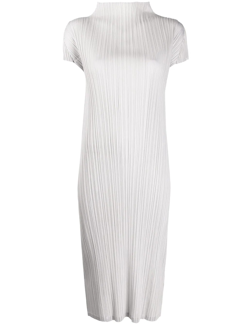 pleated high-neck midi dress - 1