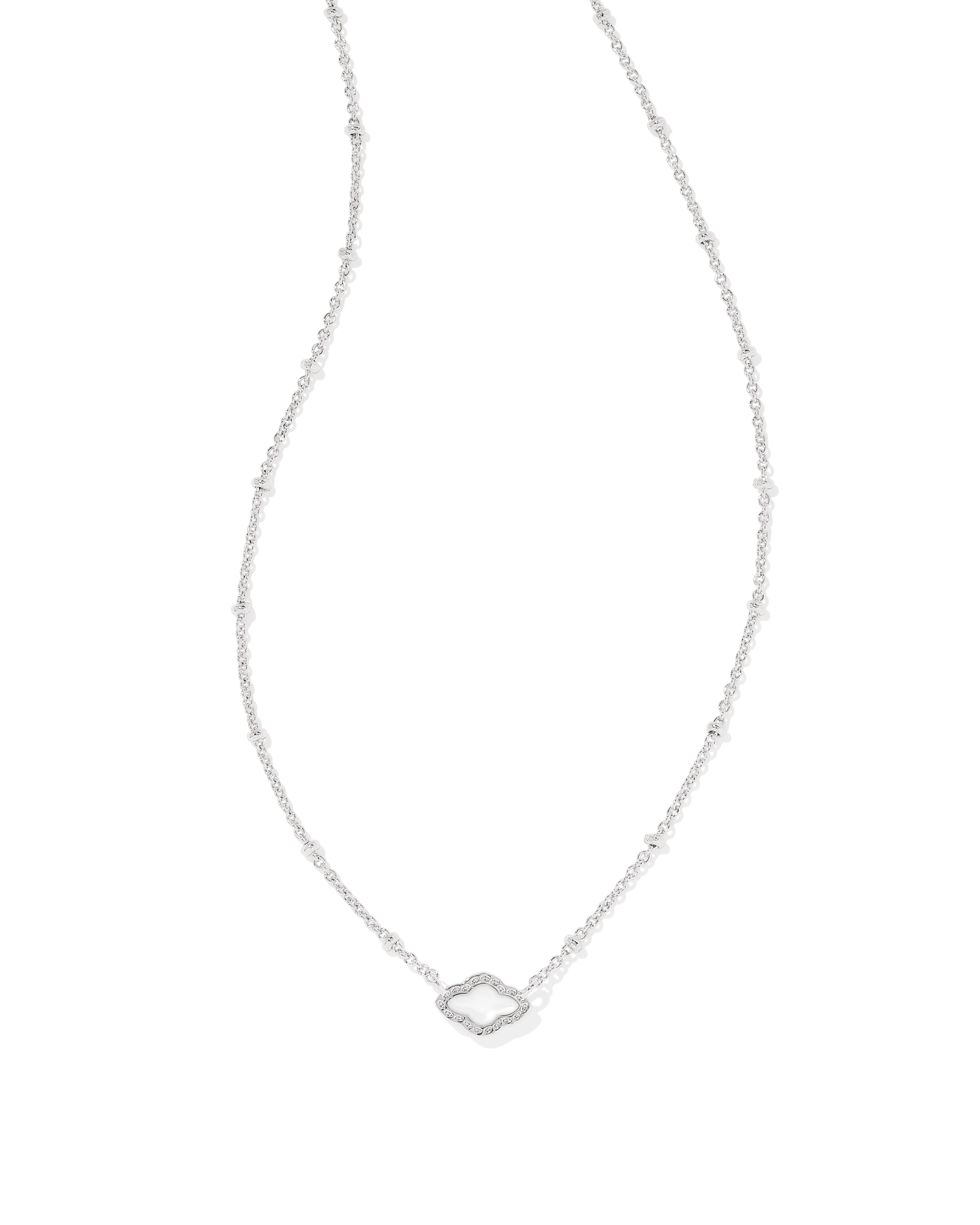 Mini Abbie Silver Satellite Short Pendant Necklace in Ivory Mother-of-Pearl - 1