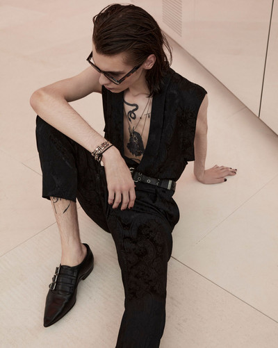 SAINT LAURENT high-rise pants in vintage paisley jacquard outlook