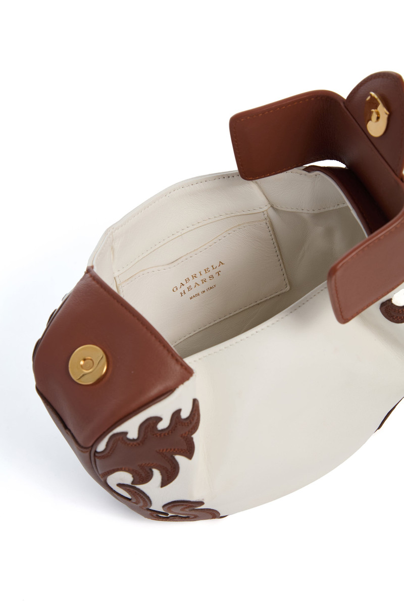 Soft Demi Western Clutch with Chain in Ivory Multi Nappa Leather 5