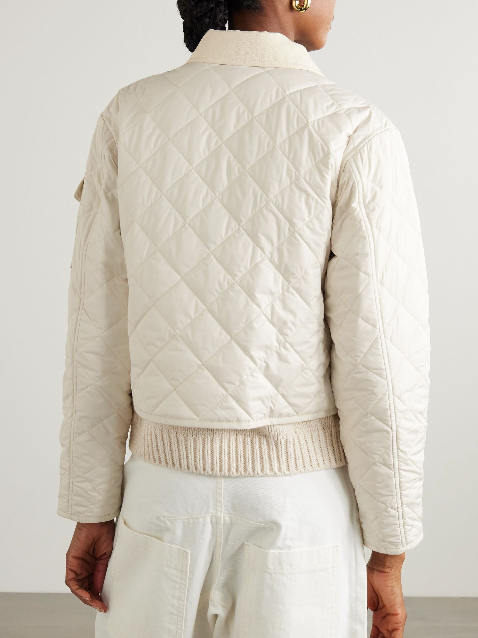 Chitre cropped cotton-canvas trimmed padded quilted shell jacket Off-white - 4