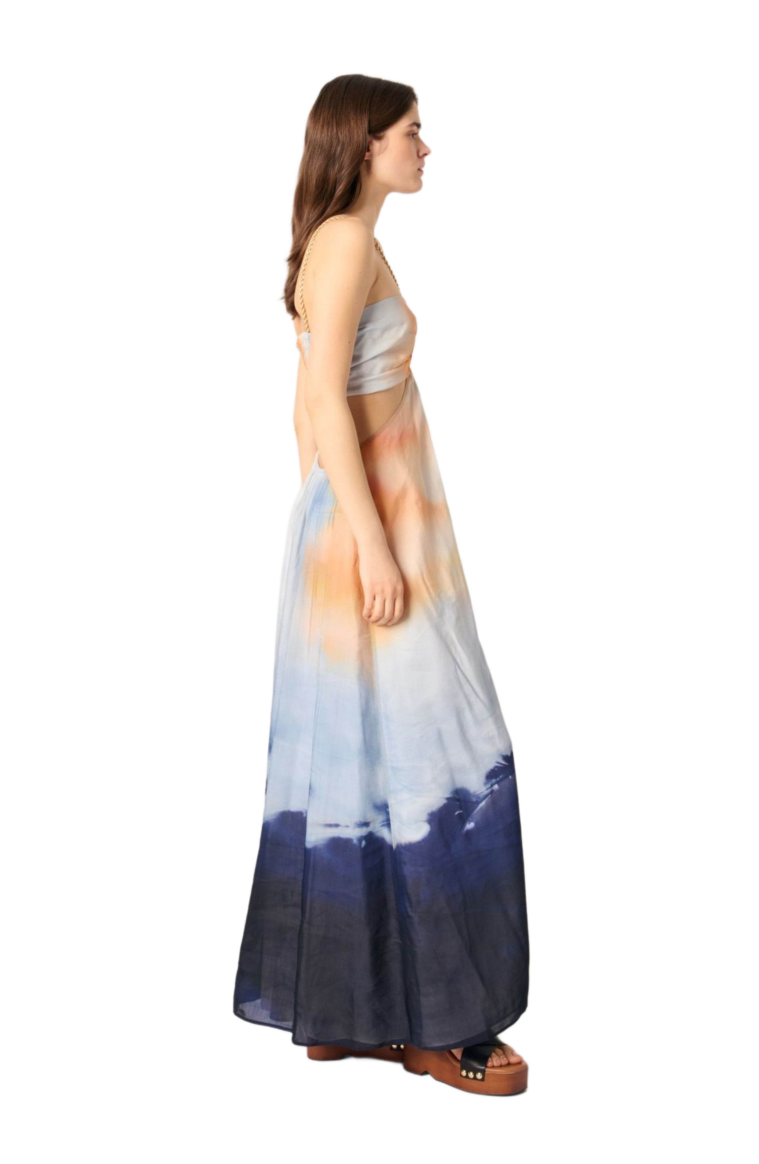 maje Tie-dye maxi dress in Blue Tie And Dye Print at Nordstrom - 3