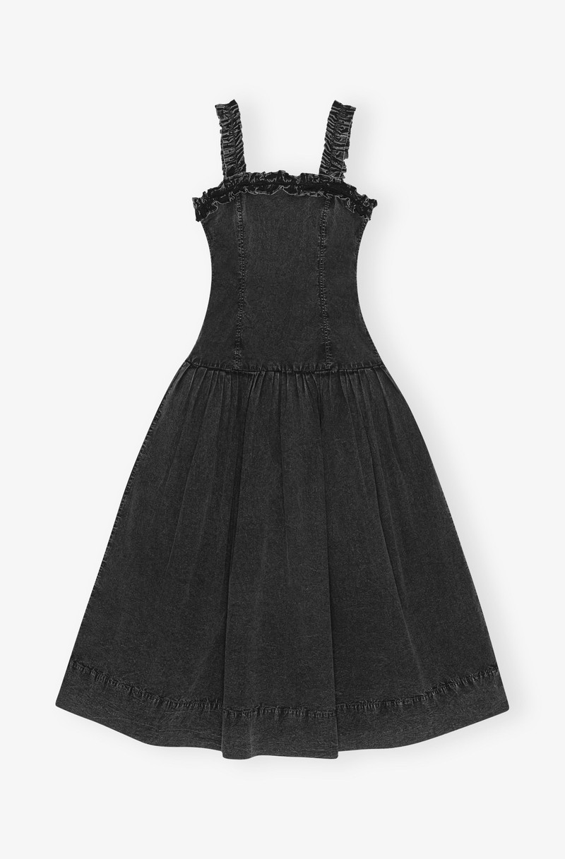 BLACK WASHED STRETCH COTTON CORSET DRESS 1