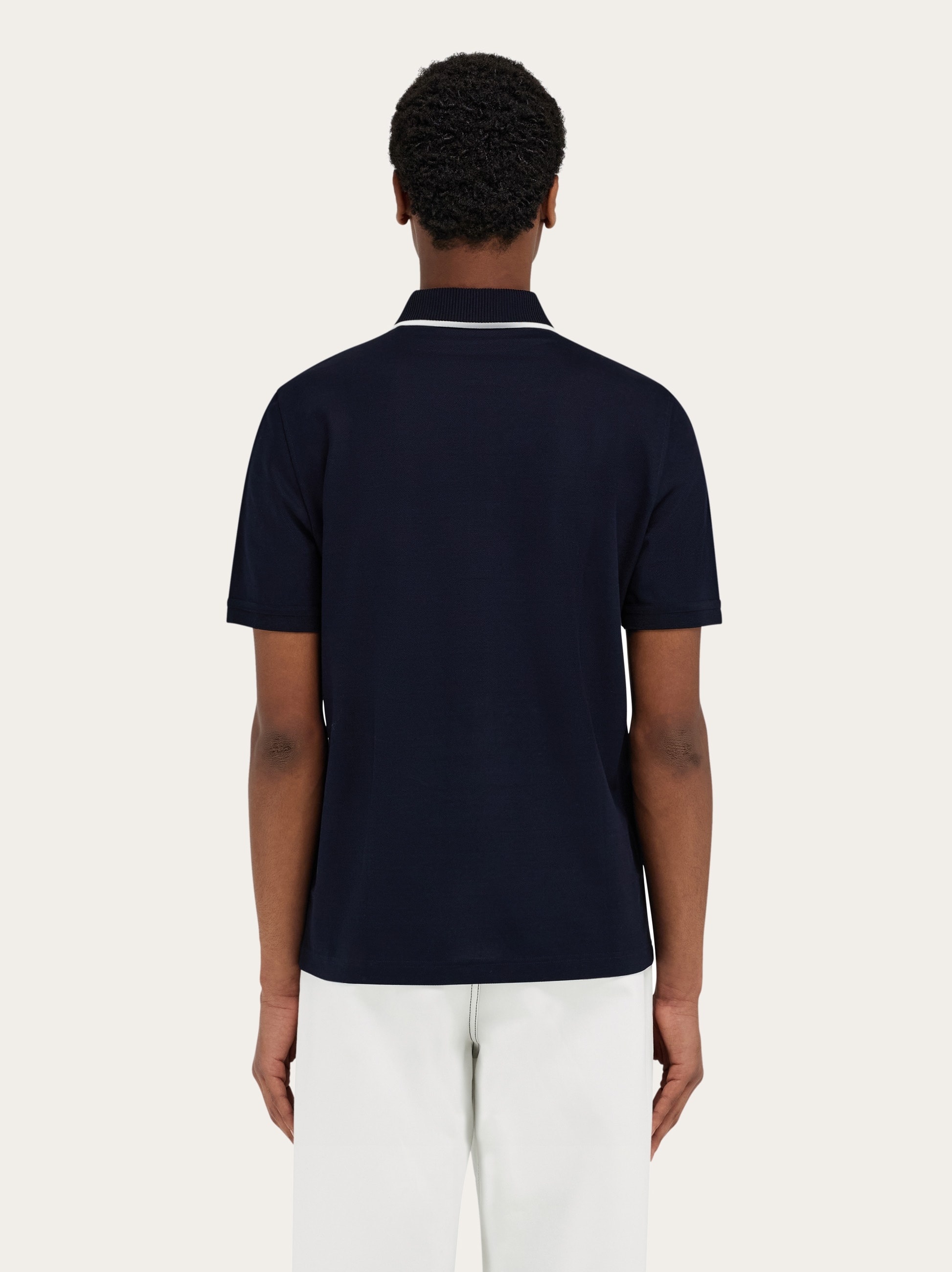 Cotton polo shirt with zip closure - 3