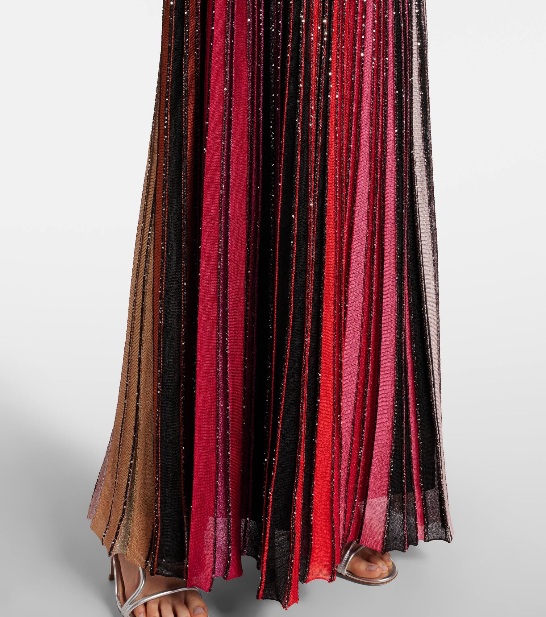 Striped plissé lamé maxi dress - 6