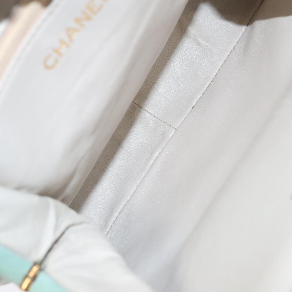 CHANEL Matelasse Hand Bag Satin Green CC - 10