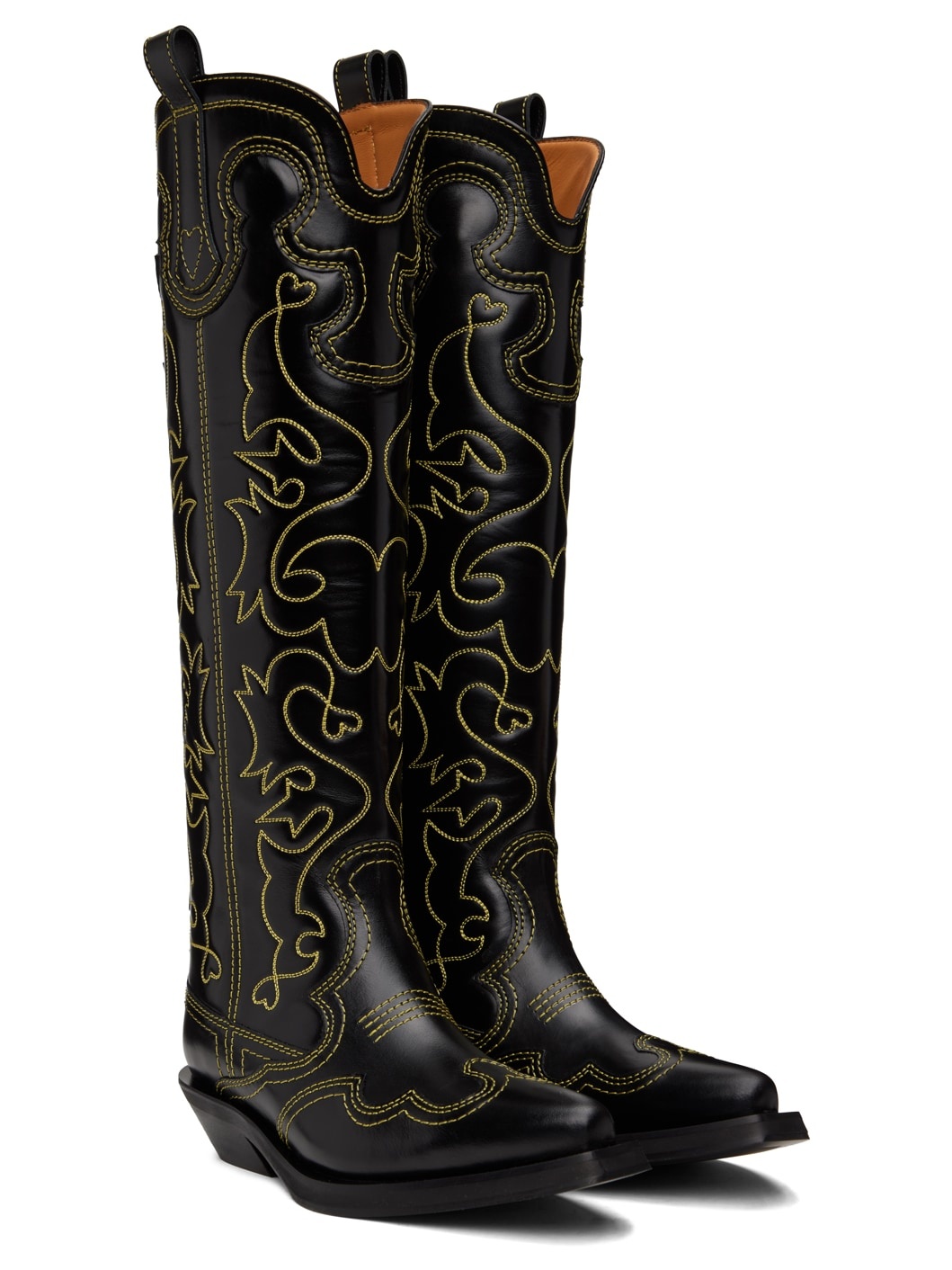 Black & Yellow Western Tall Boots - 4