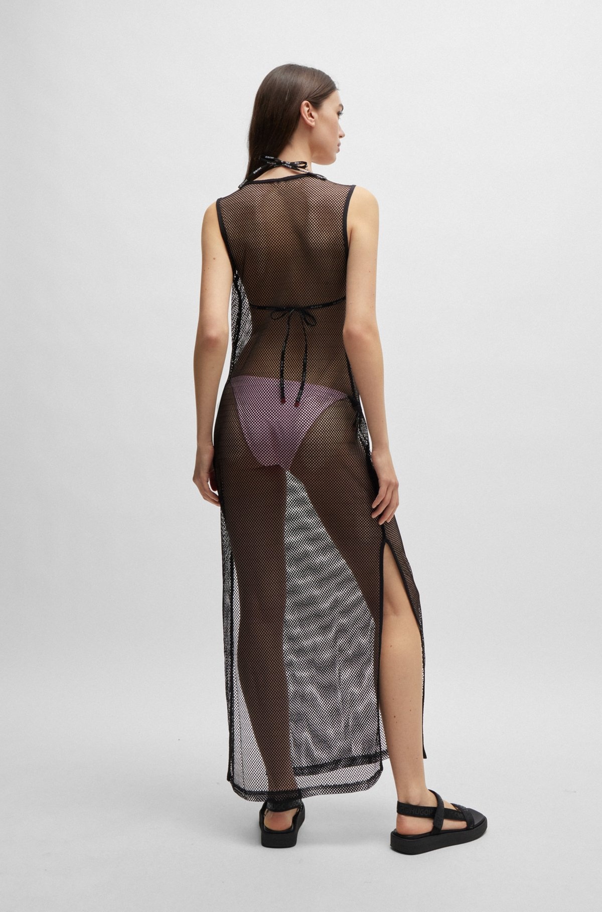 SLEEVELESS DRESS IN NET MESH WITH LOGO EMBROIDERY - 3
