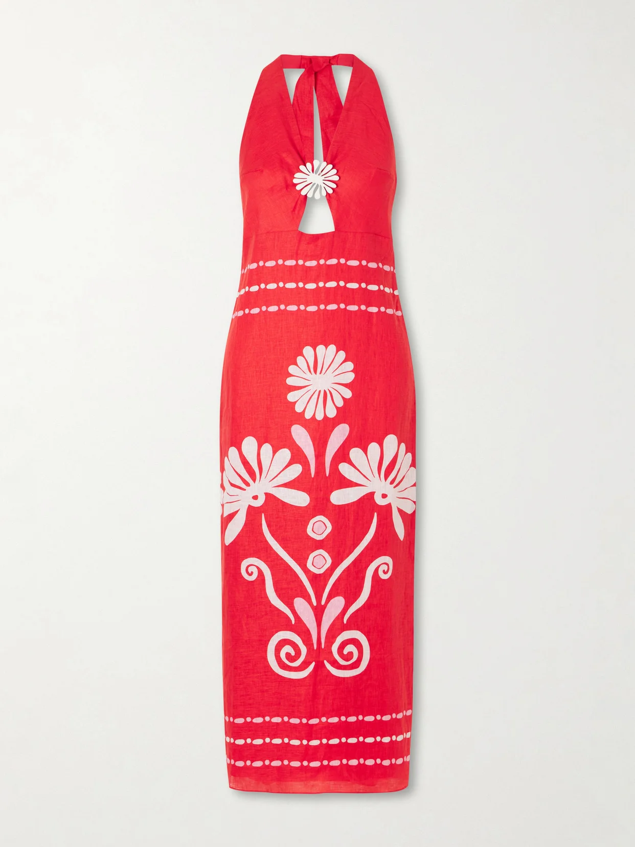 Orly Embellished Cutout Printed Linen Maxi Dress - 1