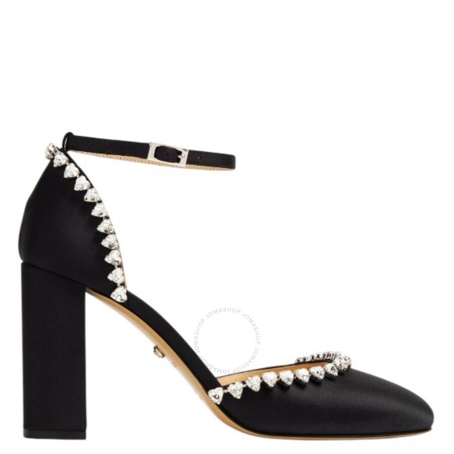 Mach & Mach Audrey 95 Crystal Heart Satin Pumps - 1
