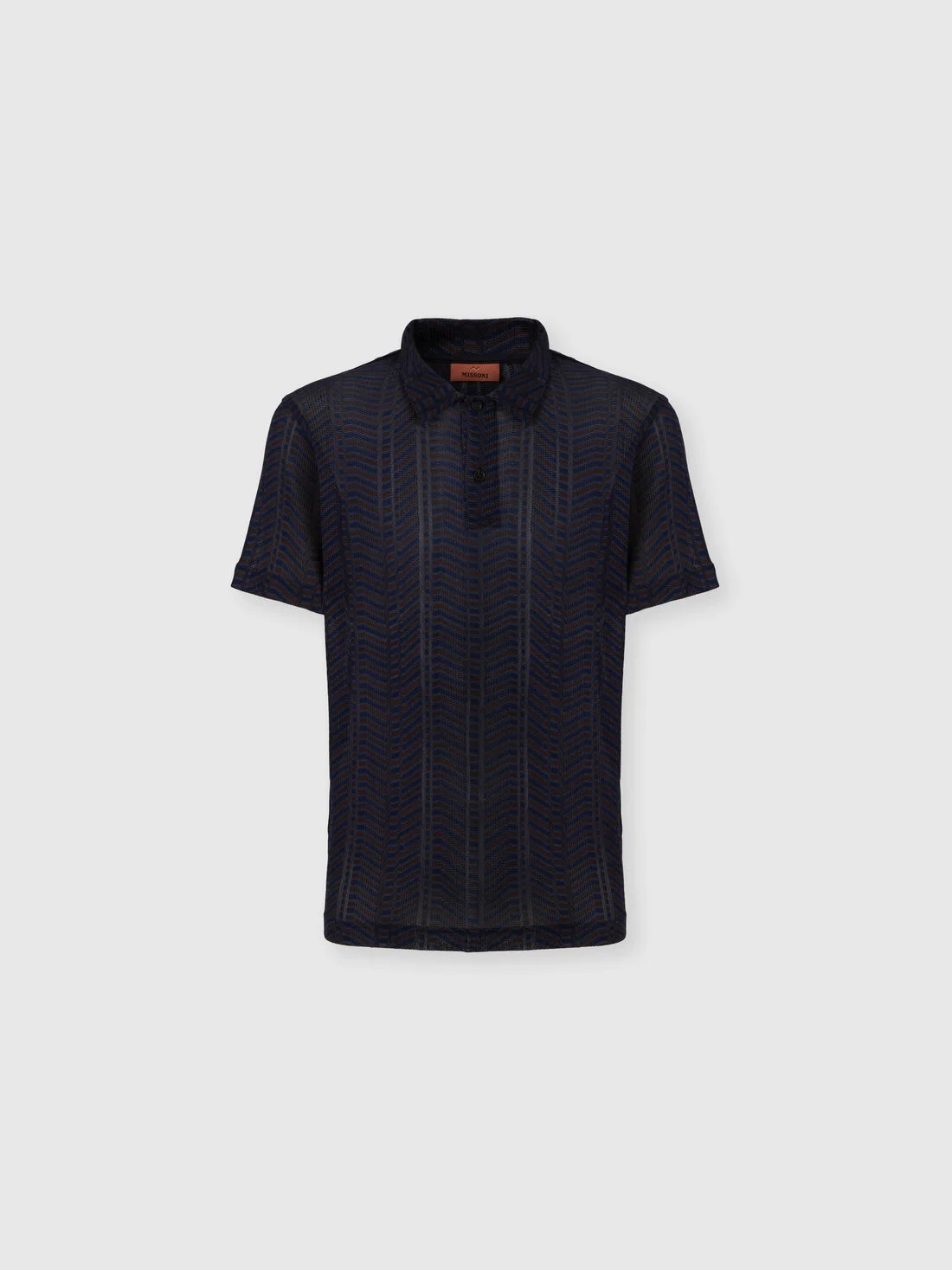 Viscose and cotton polo shirt with Greek key motif - 1