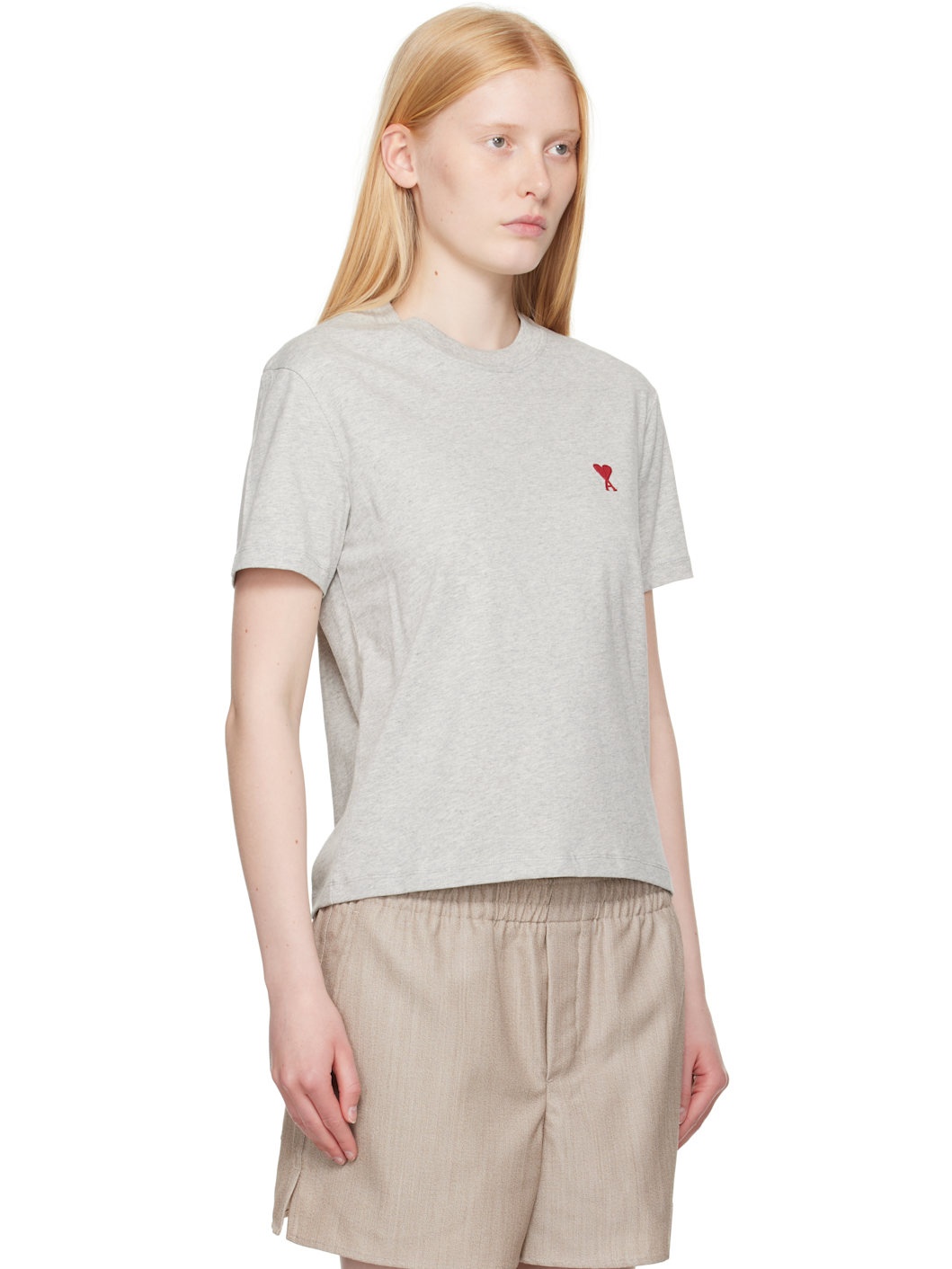 Gray Cotton Ami de Coeur T-shirt - 2