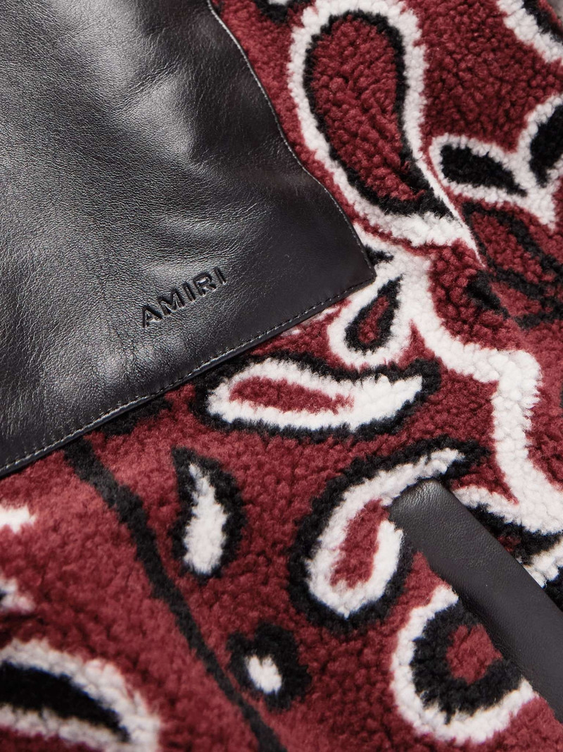 Leather-Trimmed Bandana-Print Fleece Jacket 3