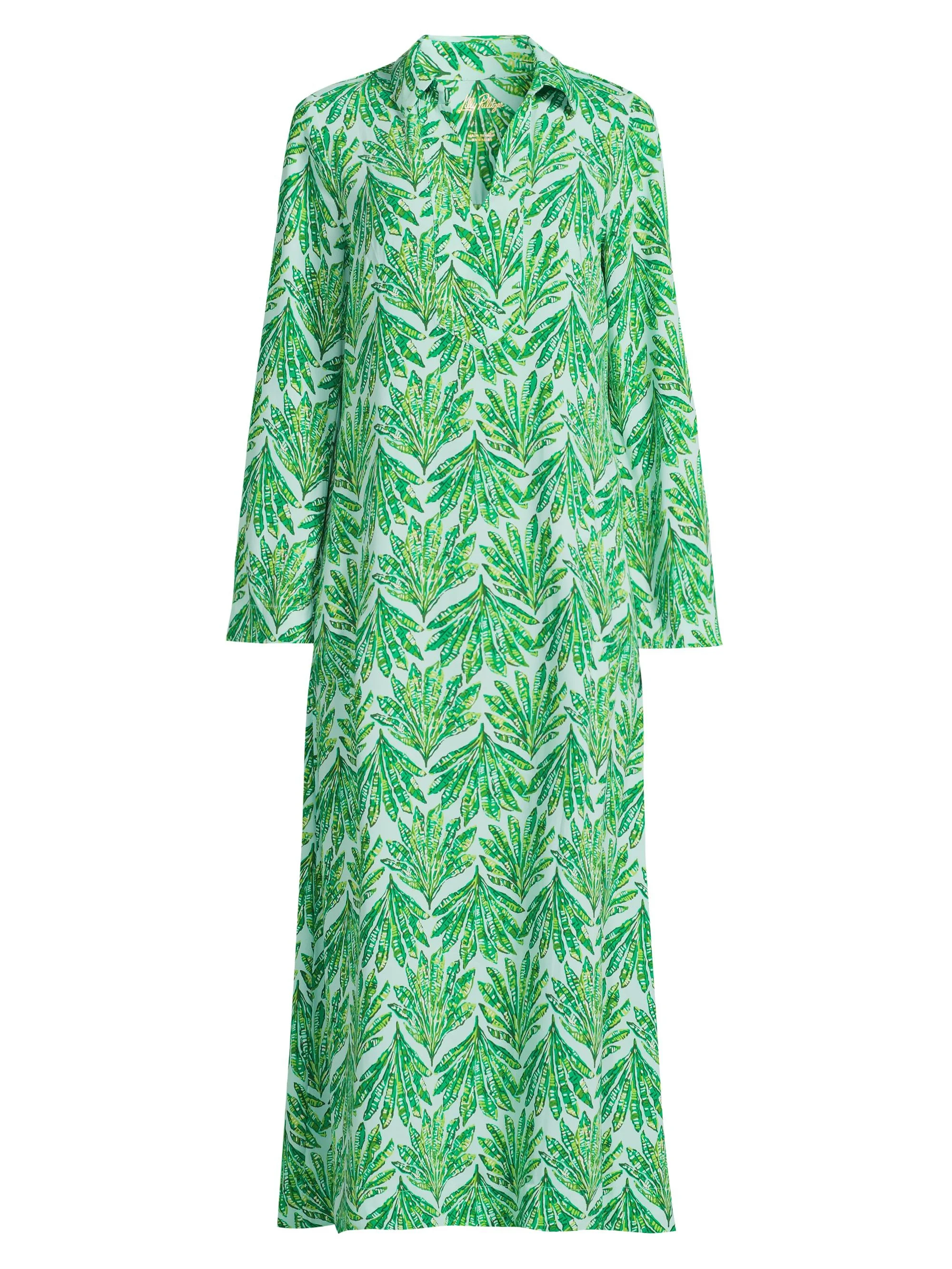 Women's Simona Printed Straight Caftan-Style Maxi Dress - Kitts Green Shady Babe - 1
