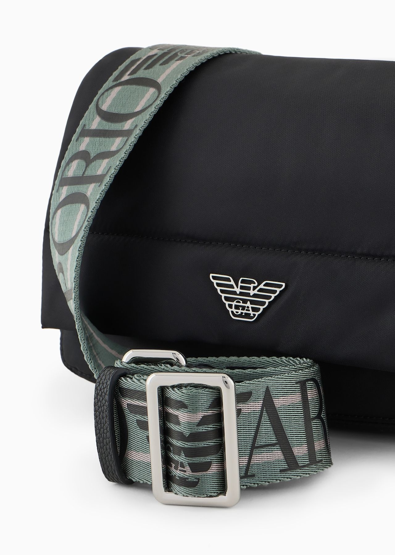 ASV recycled nylon shoulder bag with eagle plaque - 5