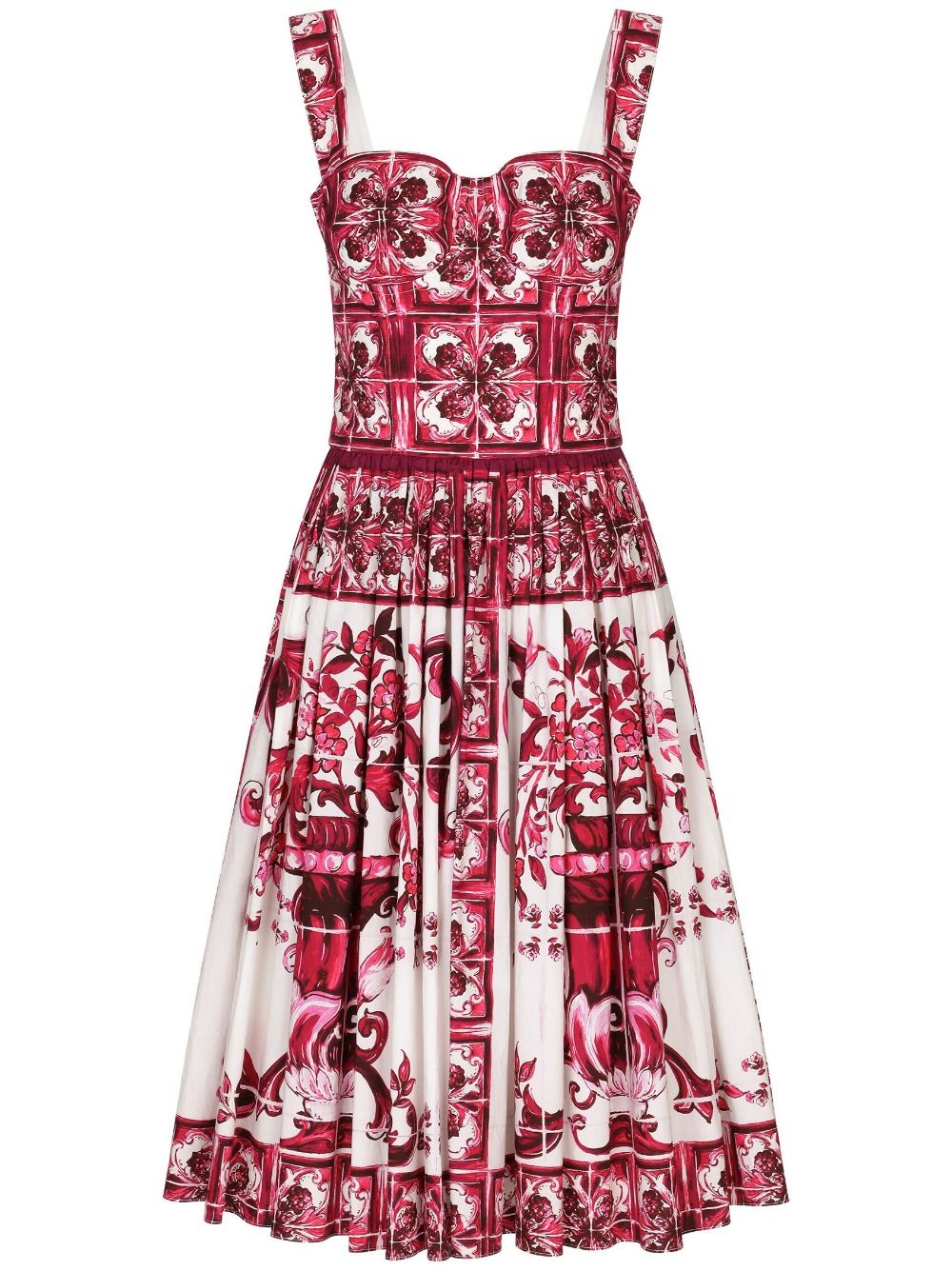 Majolica-print flared dress - 1