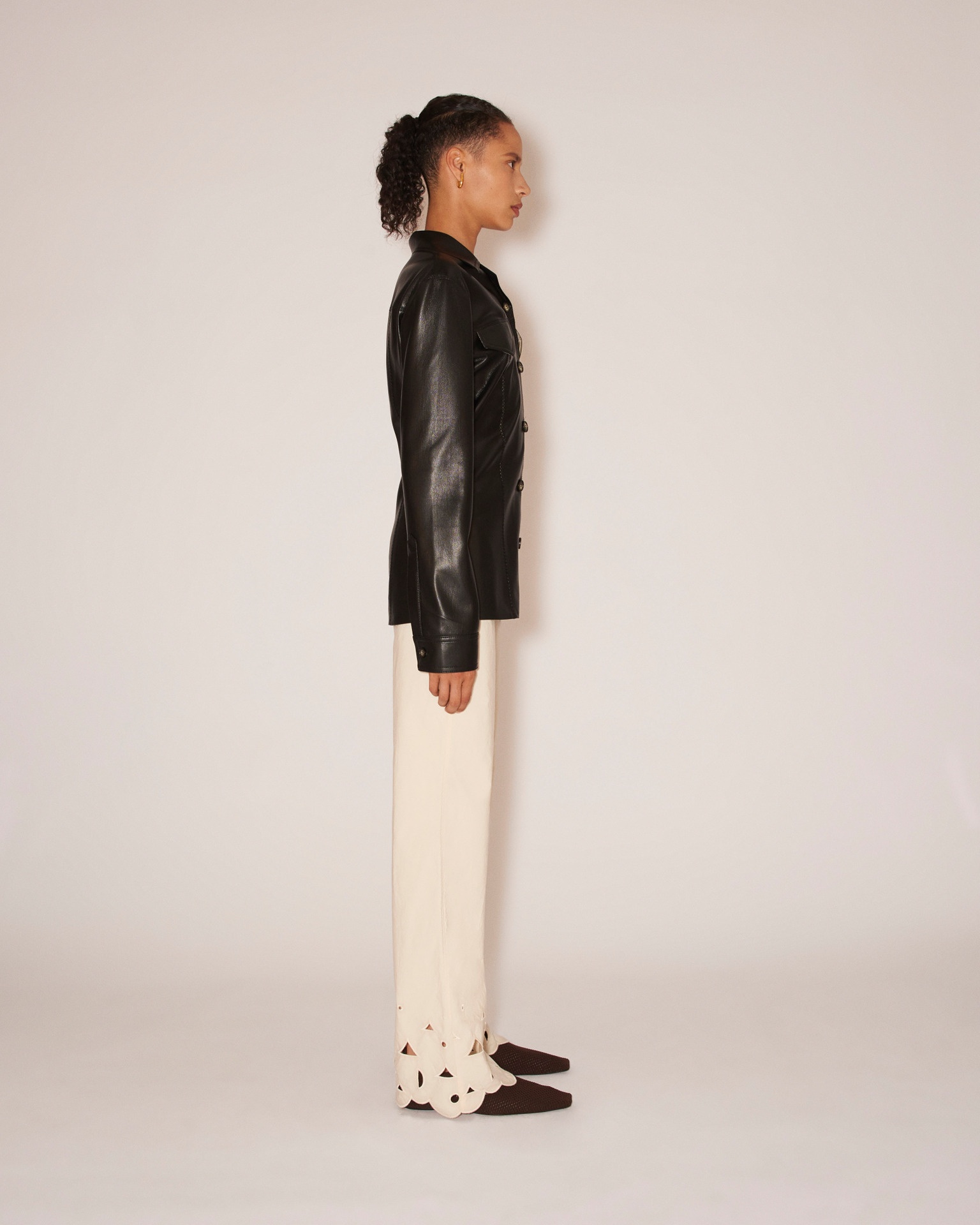 GANIT - Vegan leather shirt jacket - Black - 4