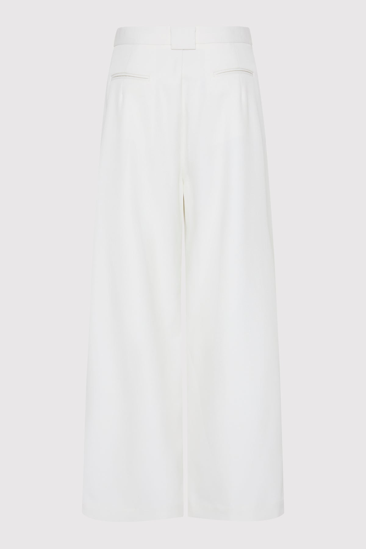 Twill Wide Leg Pleat Pants - Off White - 7